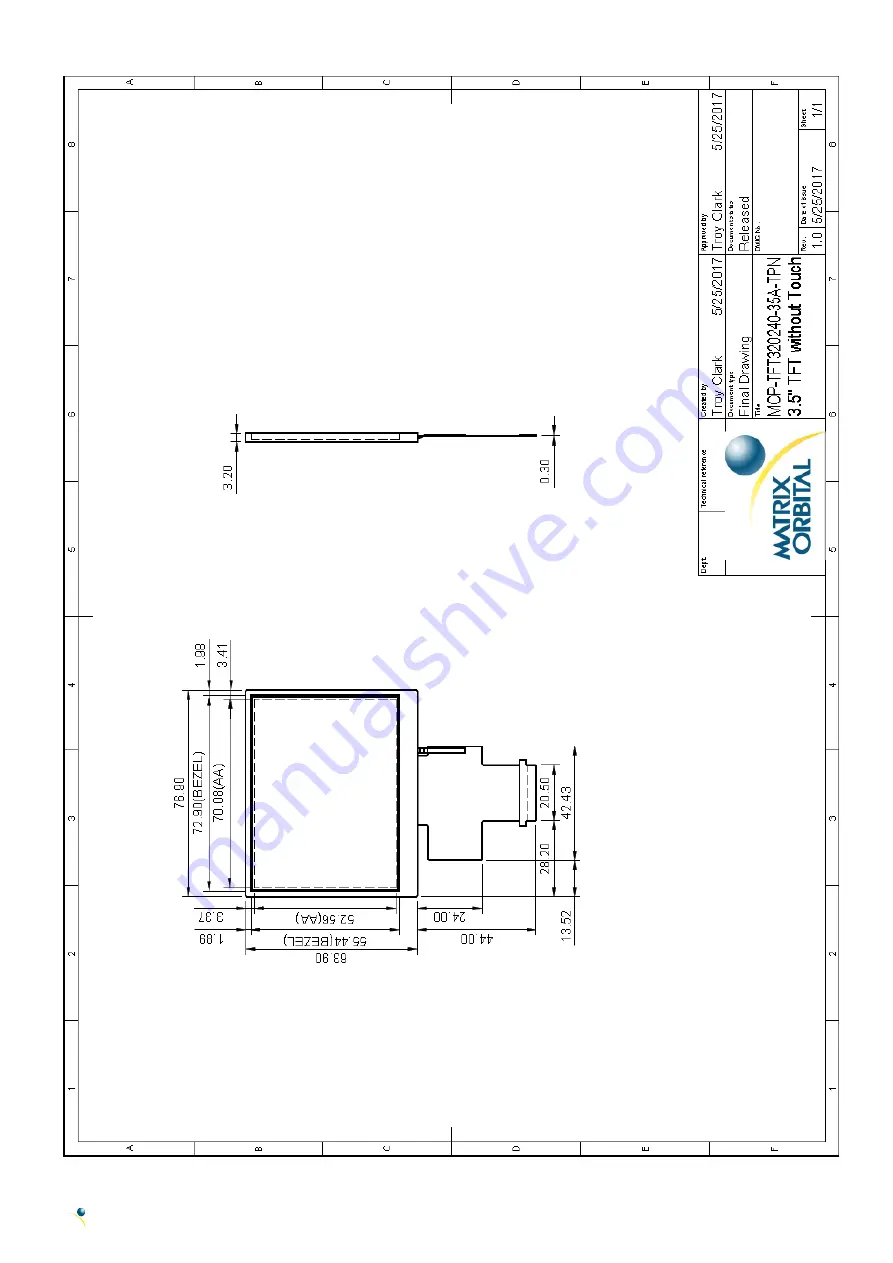 Matrix Orbital MOP-TFT320240-35A-BLM-TPN Hardware Manual Download Page 5