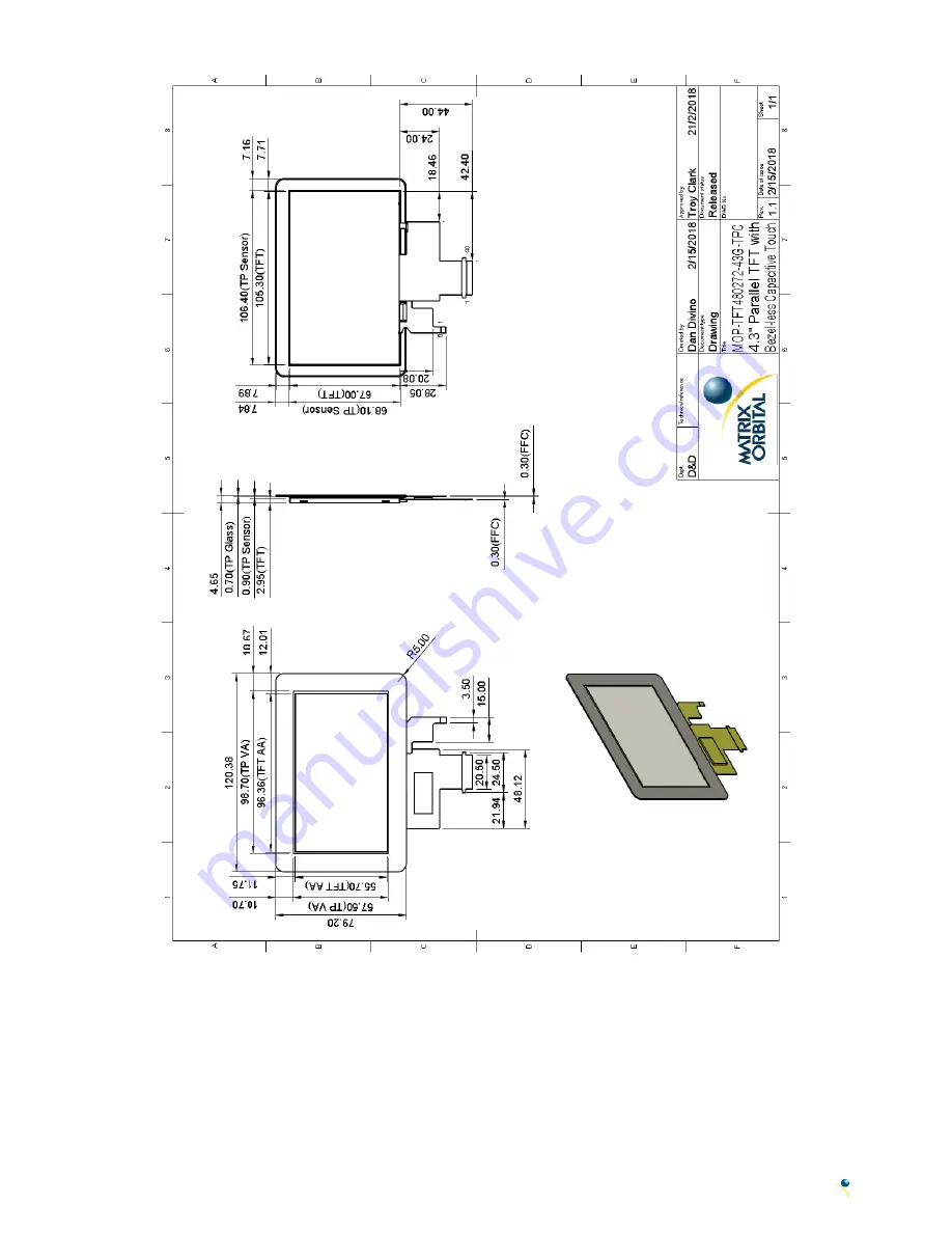 Matrix Orbital MOP-TFT480272-43G-BLM-TPC Скачать руководство пользователя страница 6