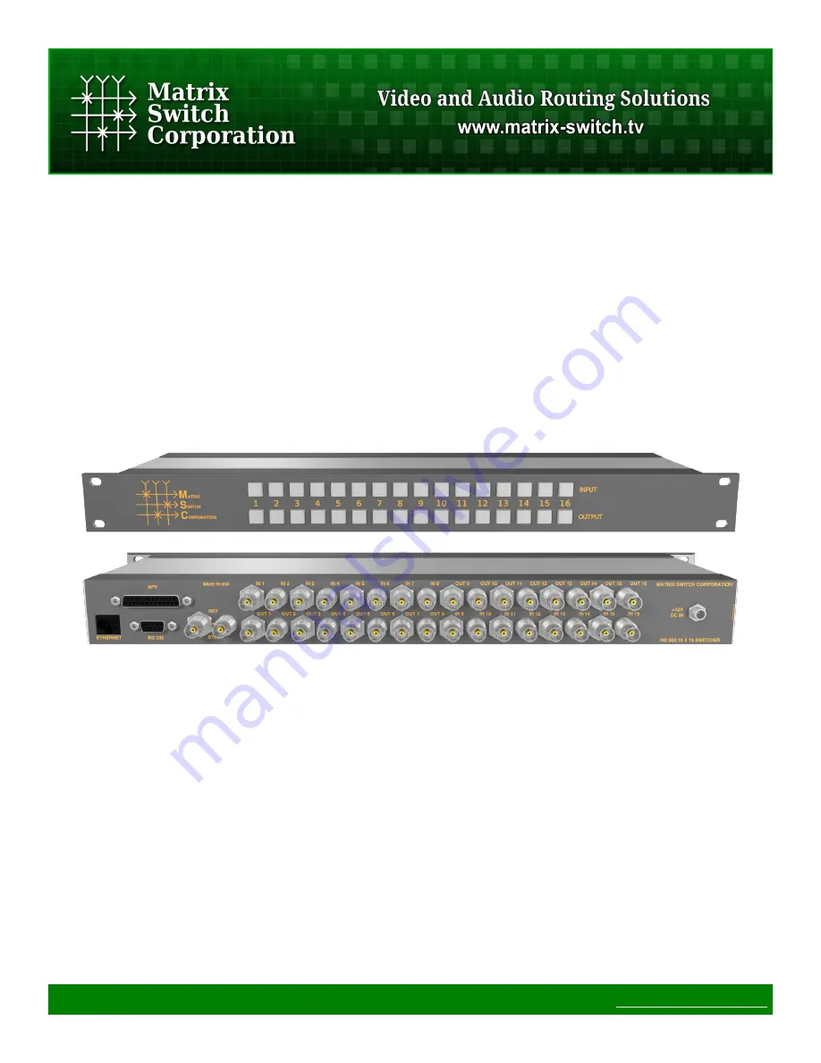 Matrix Switch Corporation MSC-1HD1616L Product Manual Download Page 1