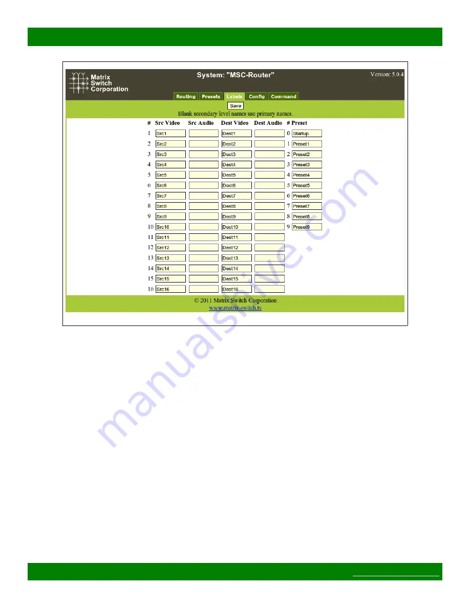 Matrix Switch Corporation MSC-1HD1616L Product Manual Download Page 17