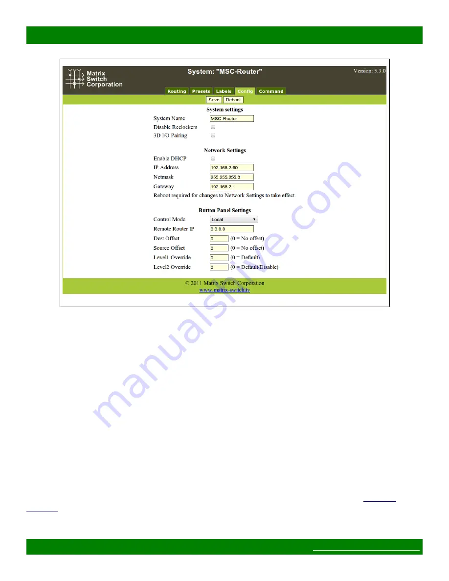 Matrix Switch Corporation MSC-CP64X1E Product Manual Download Page 12