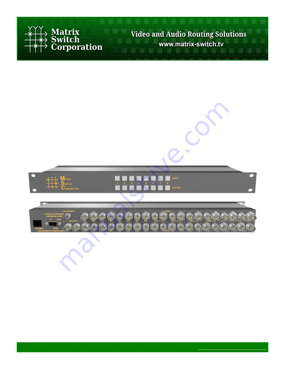 Matrix Switch Corporation MSC-HD88DEL Product Manual Download Page 1