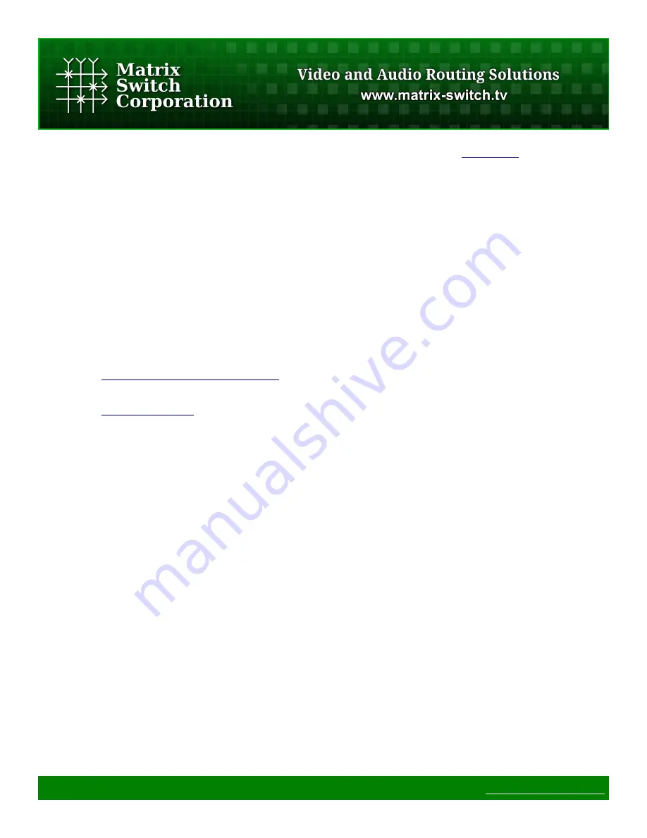 Matrix Switch Corporation MSC-HD88L Product Manual Download Page 10