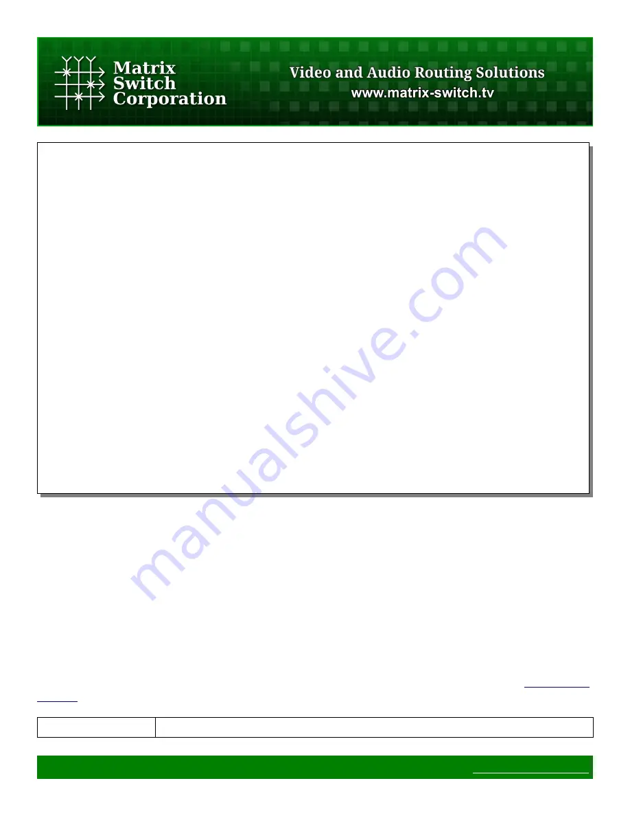 Matrix Switch Corporation MSC-HD88L Product Manual Download Page 35