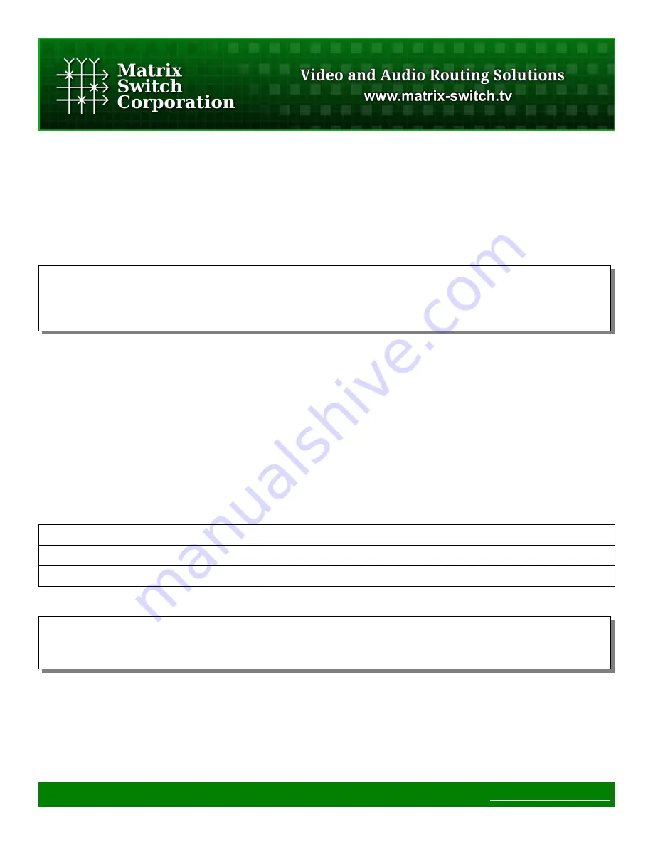 Matrix Switch Corporation MSC-HD88L Product Manual Download Page 38