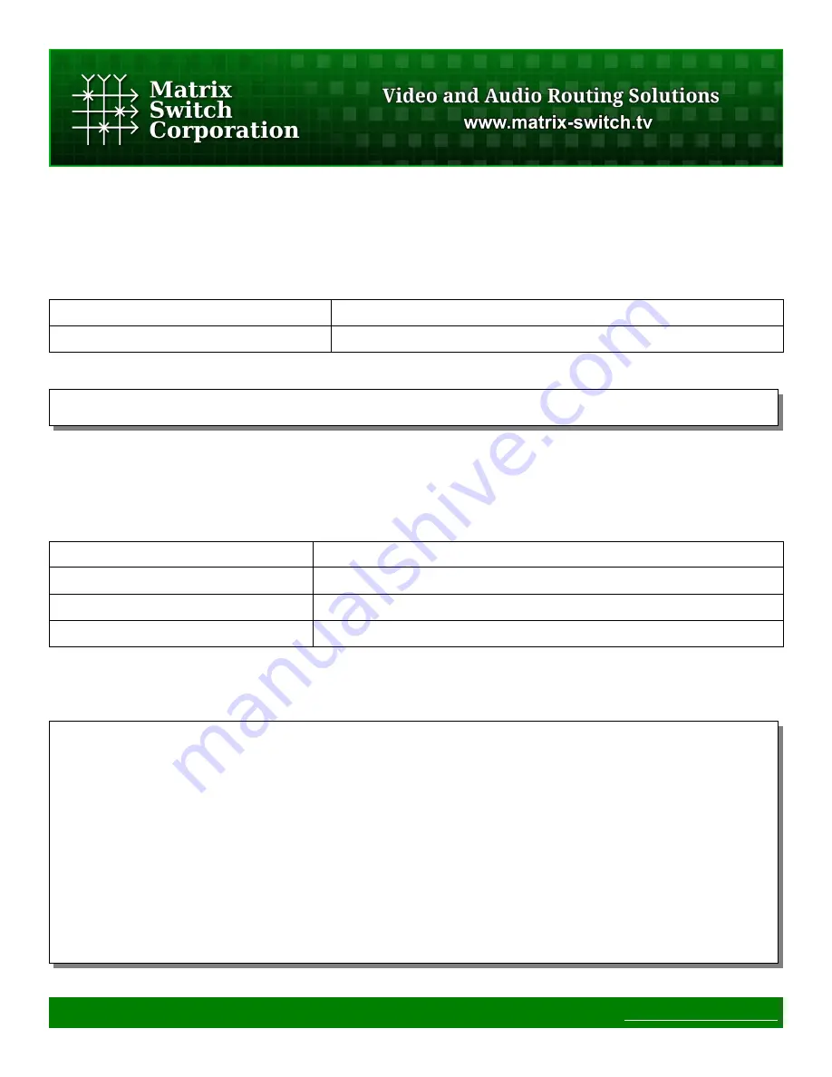 Matrix Switch Corporation MSC-HD88L Product Manual Download Page 39