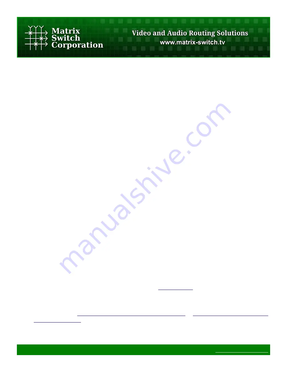 Matrix Switch Corporation MSC-HD88L Product Manual Download Page 47