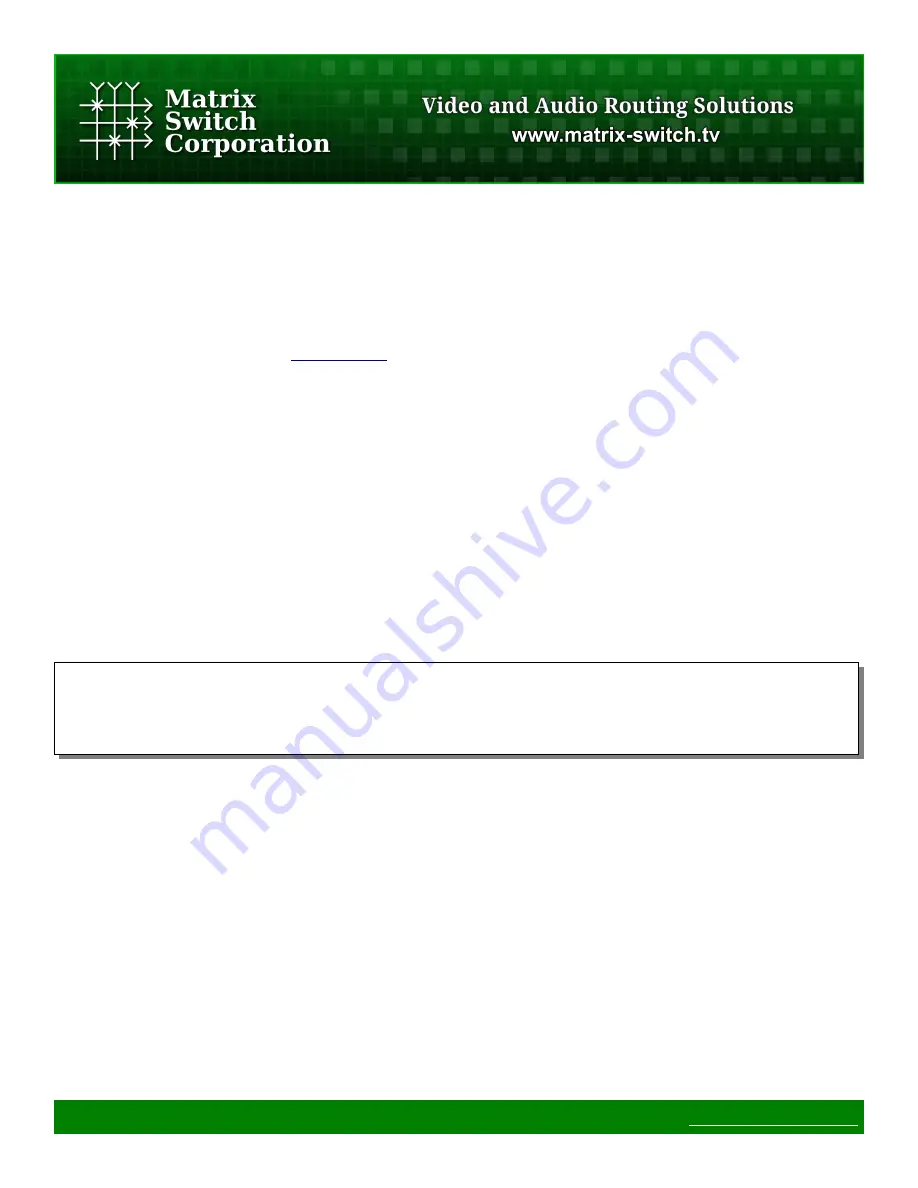 Matrix Switch Corporation MSC-HD88L Product Manual Download Page 50