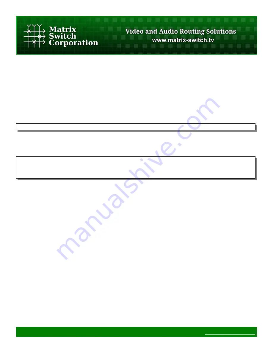 Matrix Switch Corporation MSC-HD88L Product Manual Download Page 51