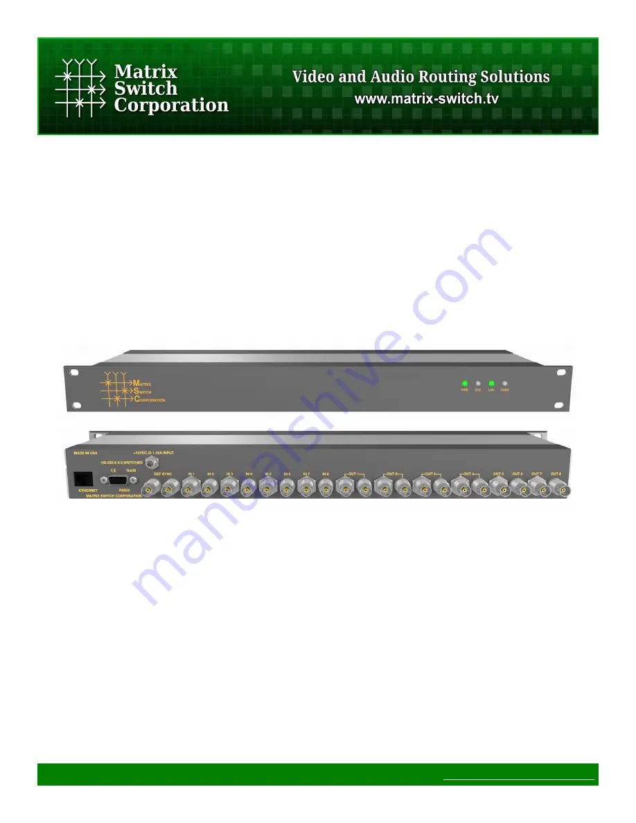 Matrix Switch Corporation MSC-HD88S Скачать руководство пользователя страница 1