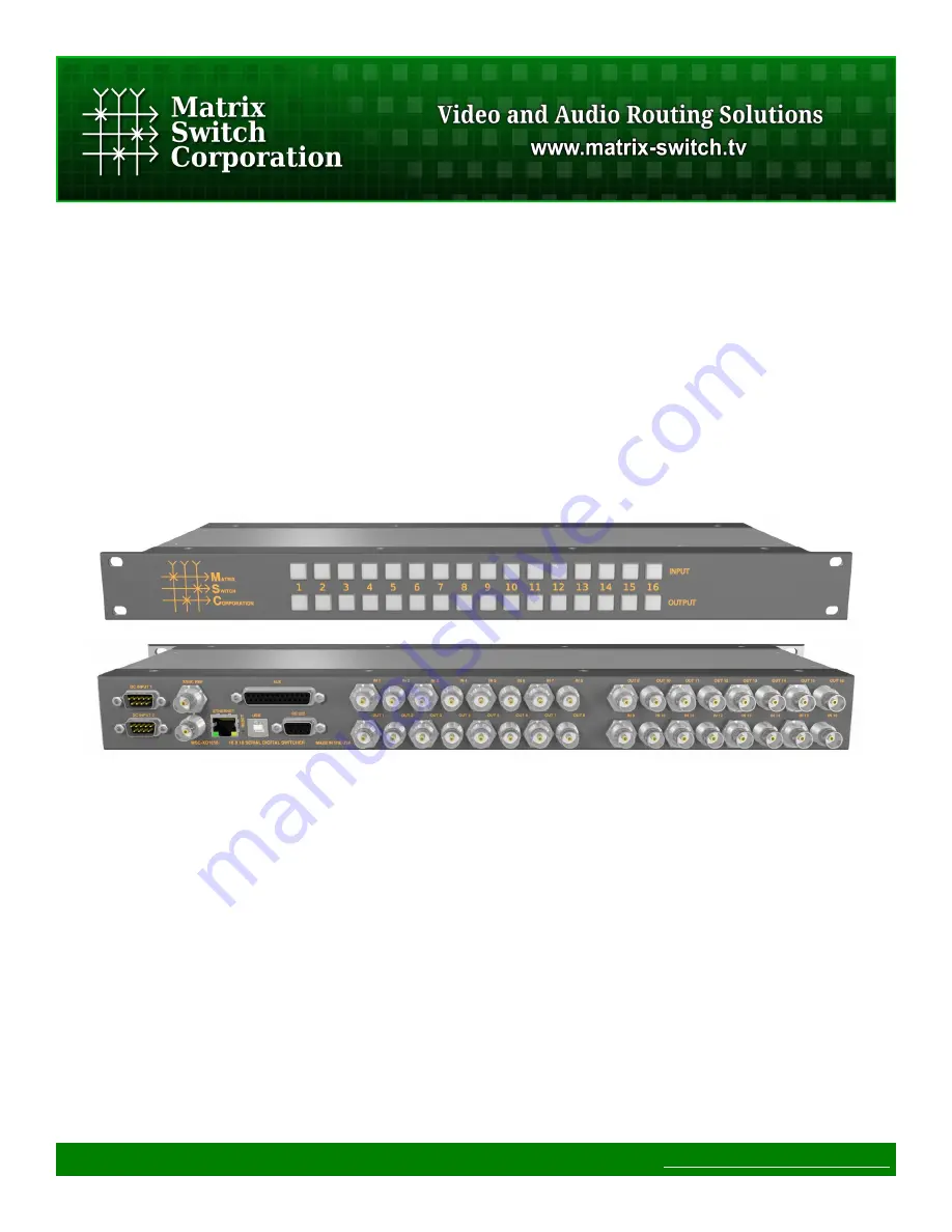 Matrix Switch Corporation MSC-XD1616L Product Manual Download Page 1