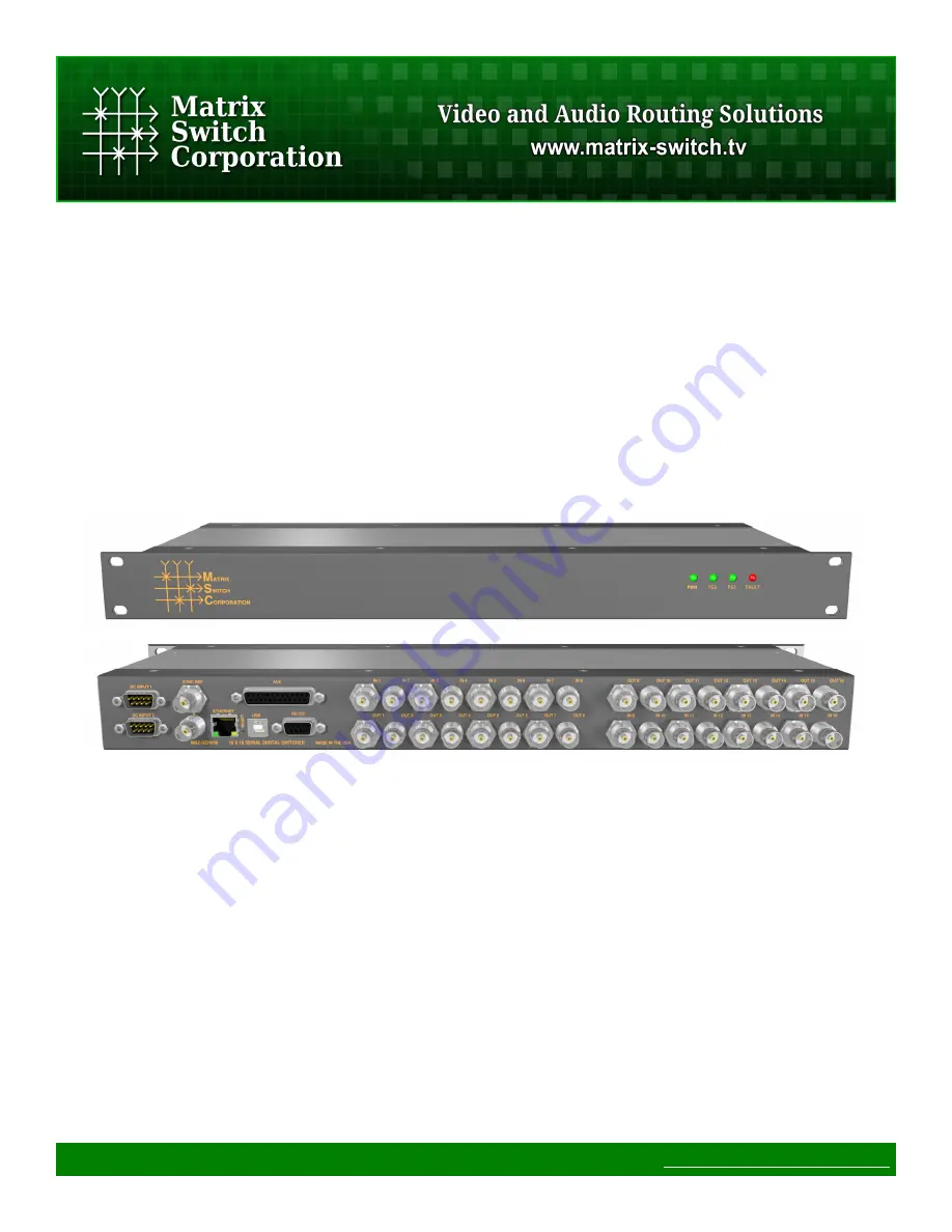 Matrix Switch Corporation MSC-XD1616S Product Manual Download Page 1