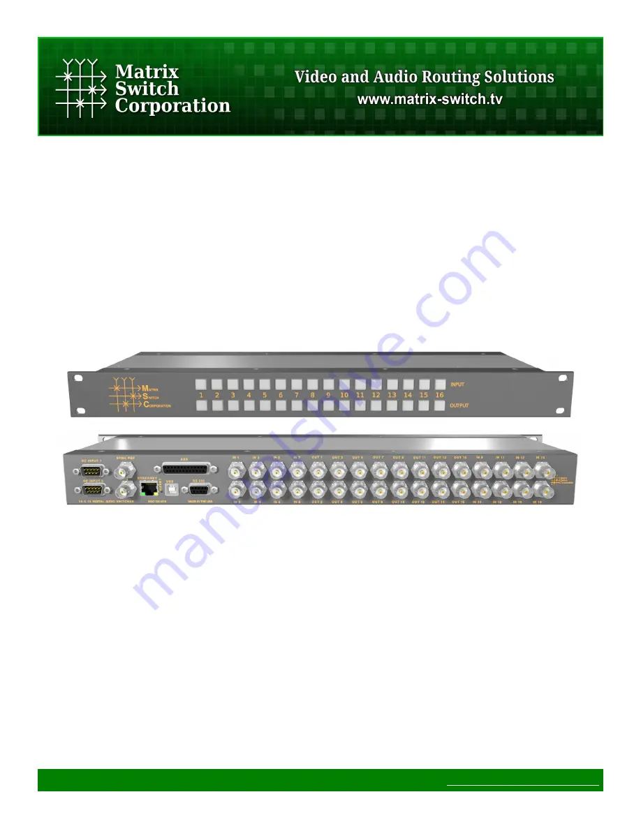 Matrix Switch Corporation MSC-XE1616L Product Manual Download Page 1