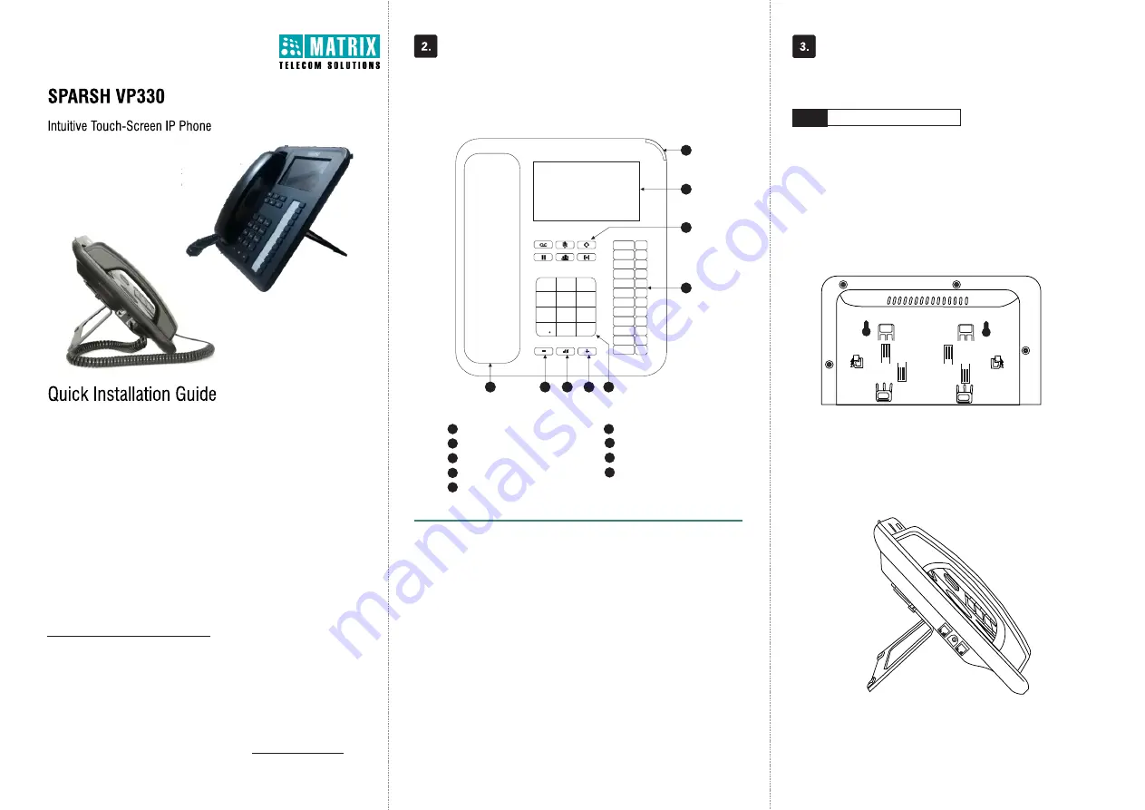 Matrix SPARSH VP330 Quick Installation Manual Download Page 1