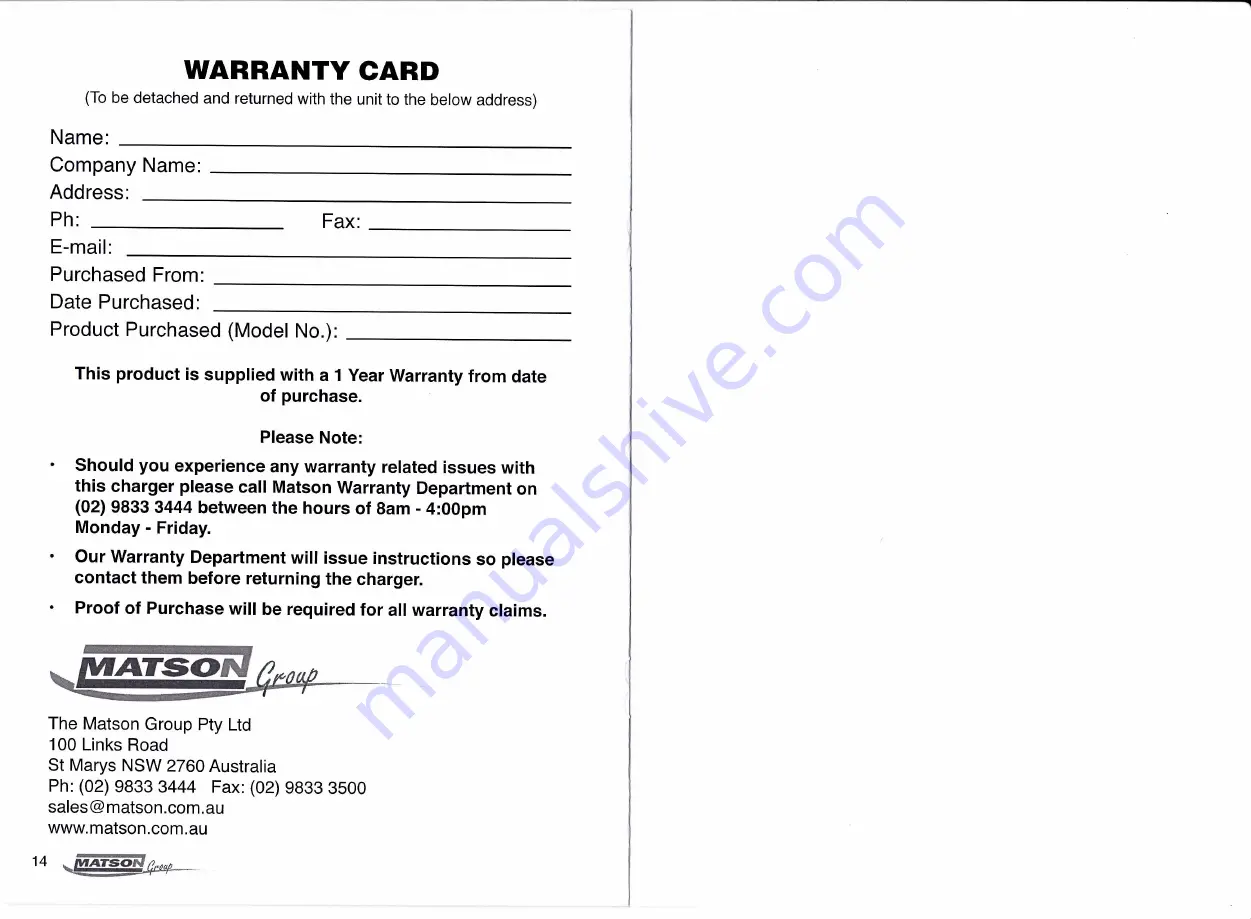 matson RV MAINTAINER RV210 Manual Download Page 8