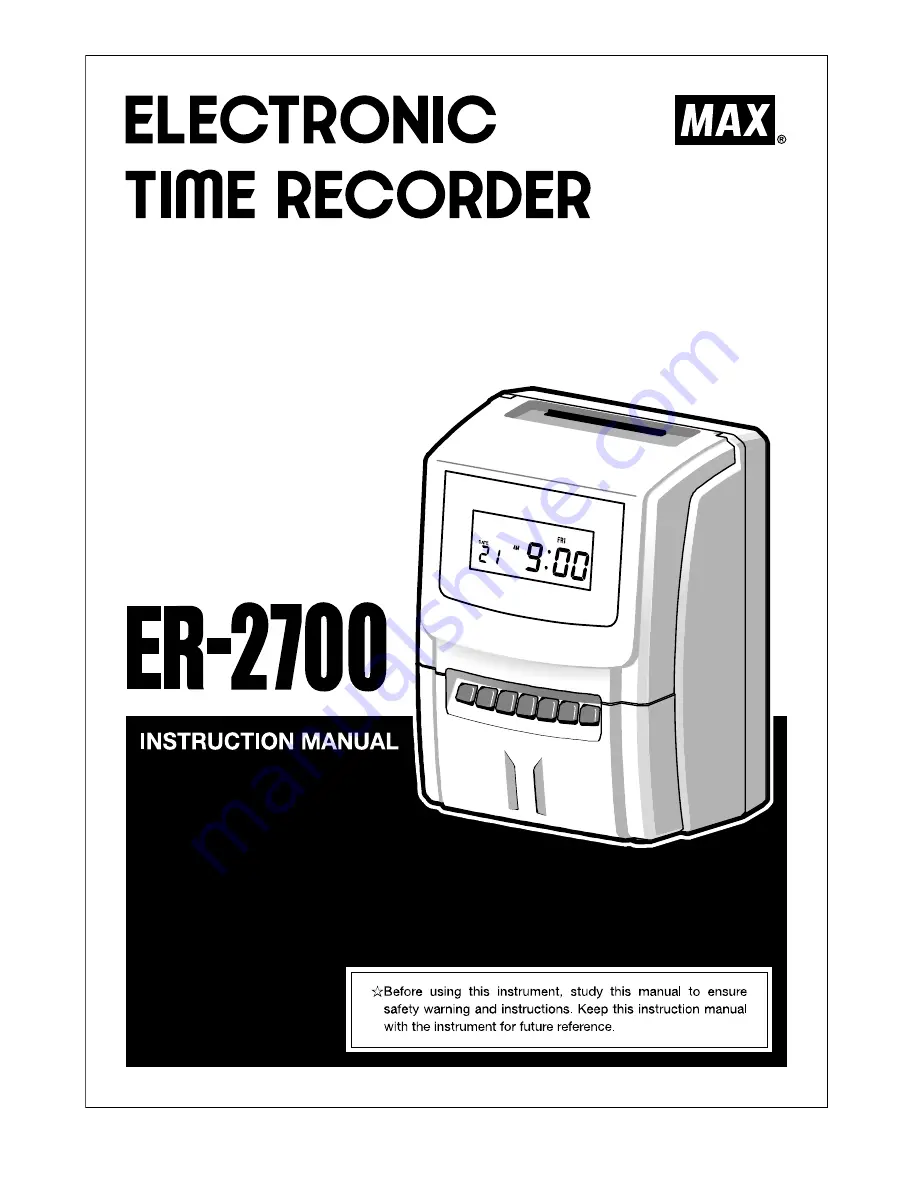 Max ER-2700 Instruction Manual Download Page 1