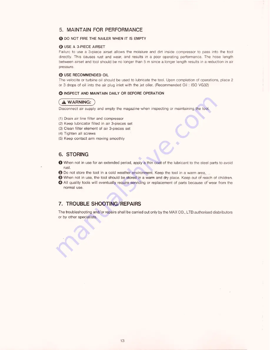 Max NF201/18-35 Operating And Maintenance Manual Download Page 12