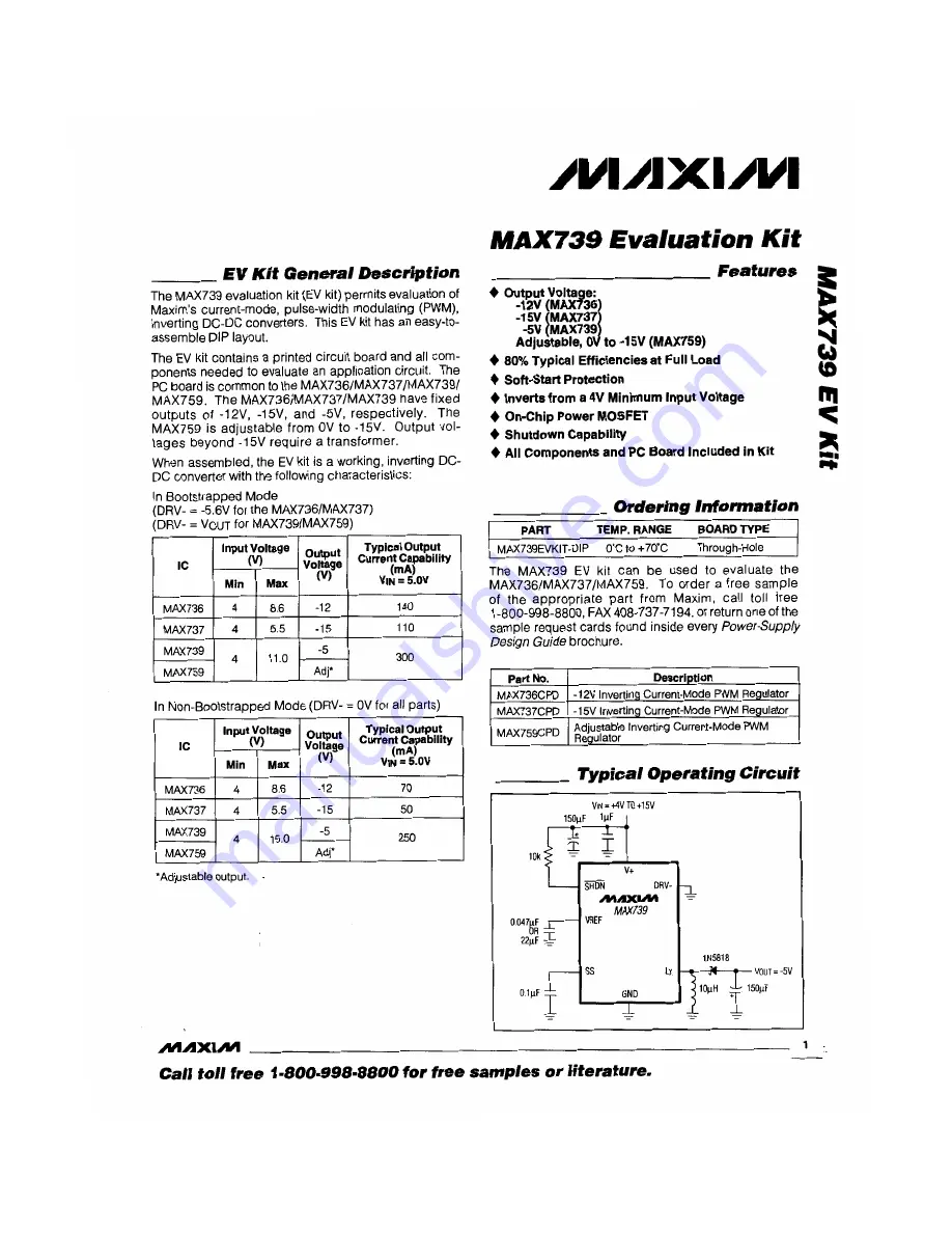 Maxim MAX739 Manual Download Page 1