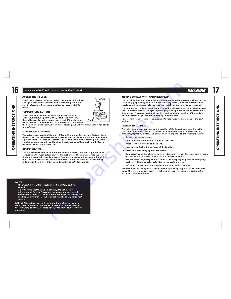 Maximum 054-2510-6 Instruction Manual Download Page 23