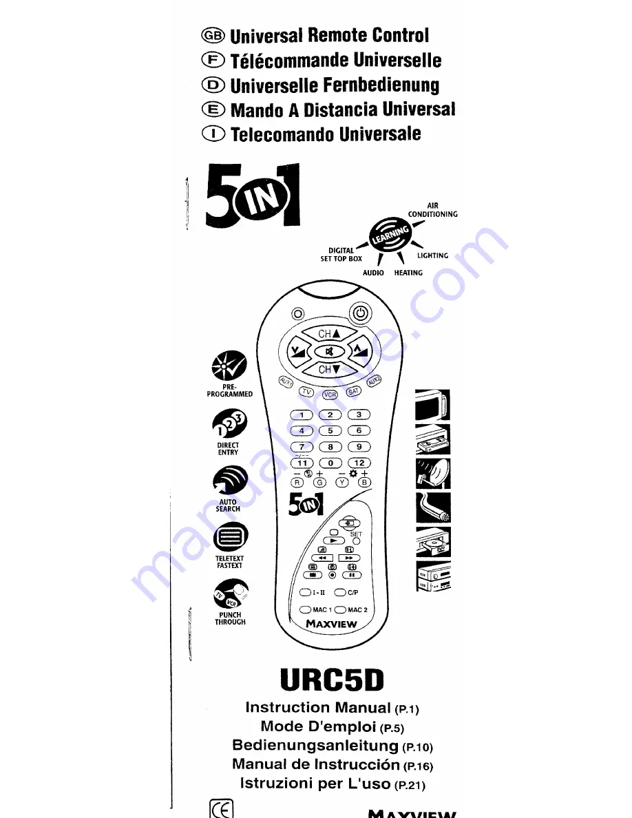 Maxview URC5D Instruction Manual Download Page 1