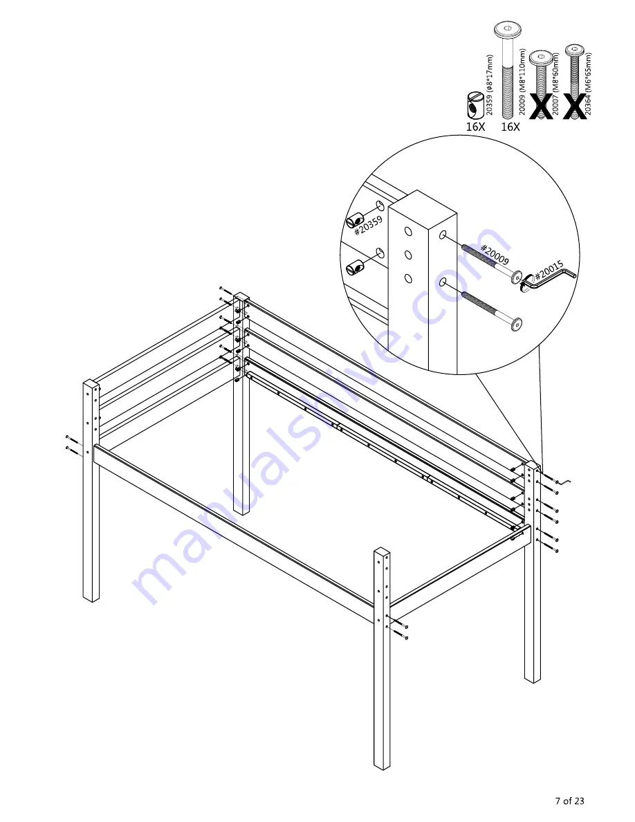 Maxwood Furniture Jackpot Low Loft Bed with End Ladder Скачать руководство пользователя страница 7