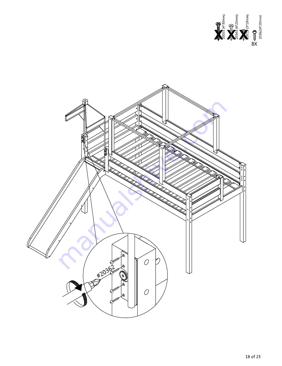 Maxwood Furniture Jackpot Low Loft Bed with End Ladder Assembly Instructions Manual Download Page 18