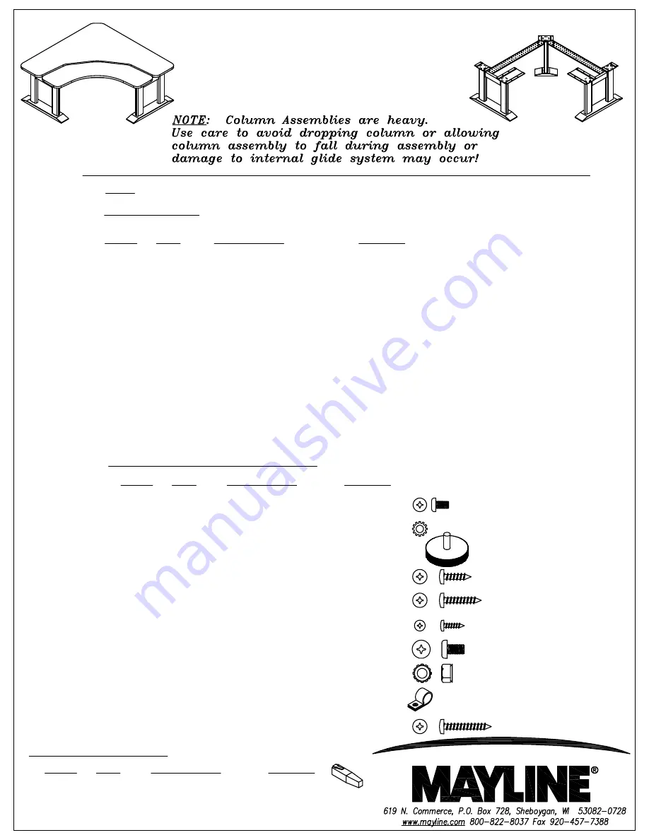 Mayline 5 COLUMN CRNR XR BASE Assembly Instructions Download Page 1