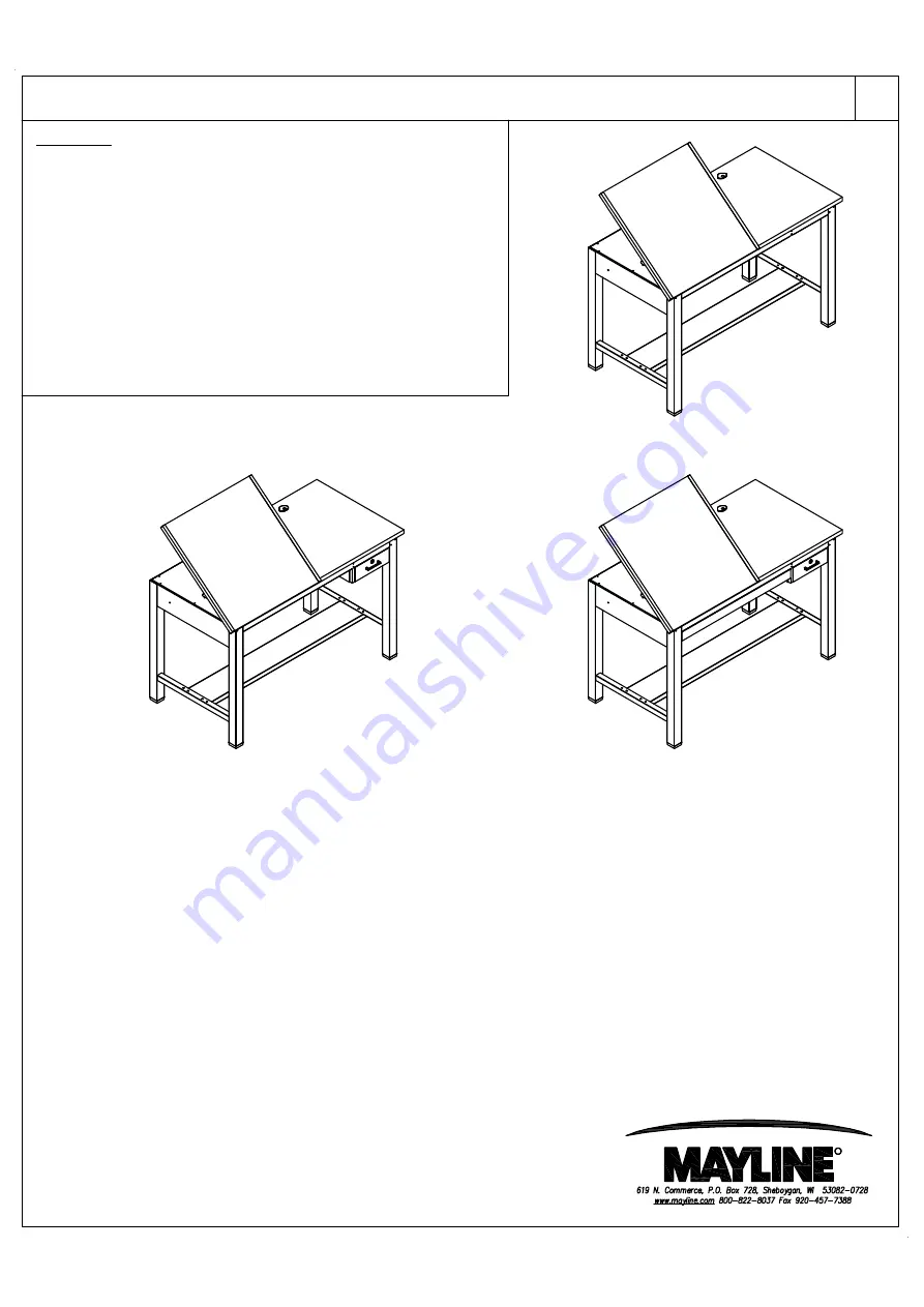 Mayline 50/50 Split Top Ranger Table 7774 Assembly Instructions Manual Download Page 1