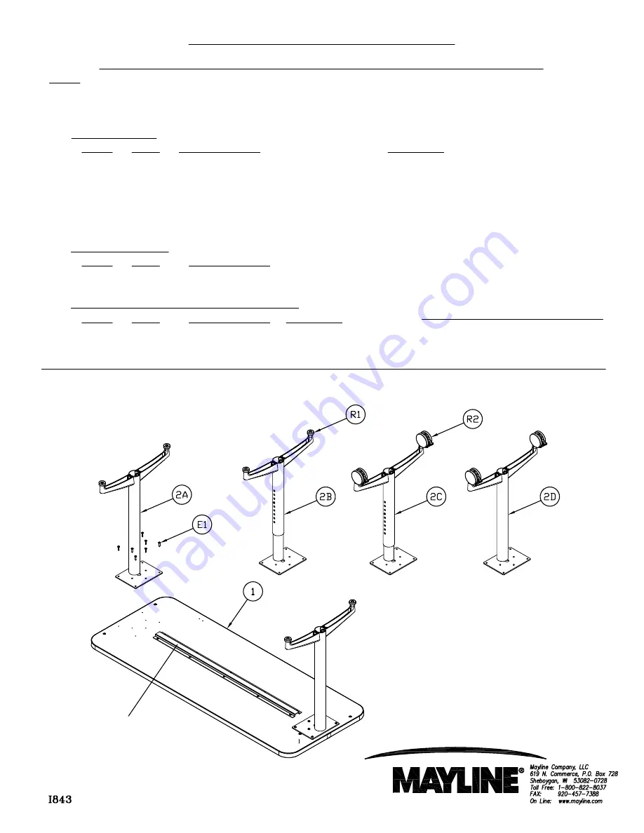 Mayline COHERE FIXED HEIGHT & PIN HEIGHT TABLE Скачать руководство пользователя страница 1