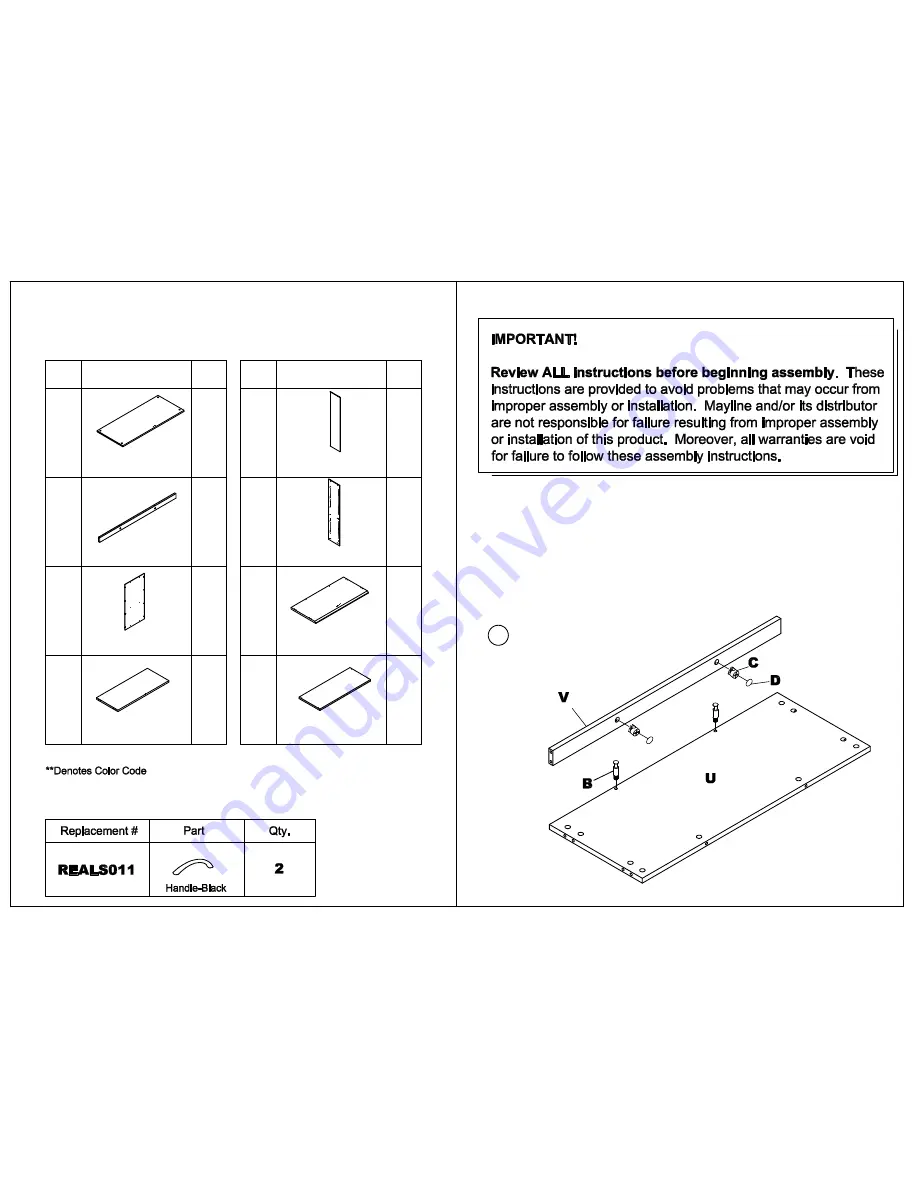 Mayline High Wall Cabinet w/o Doors Assembly Instructions Download Page 2