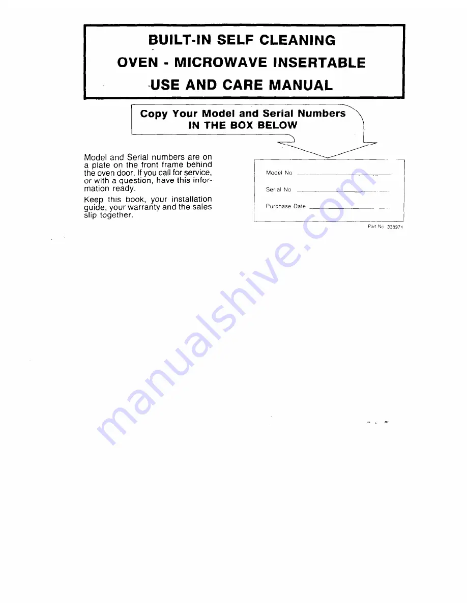 Maytag 338974 Use And Care Manual Download Page 1