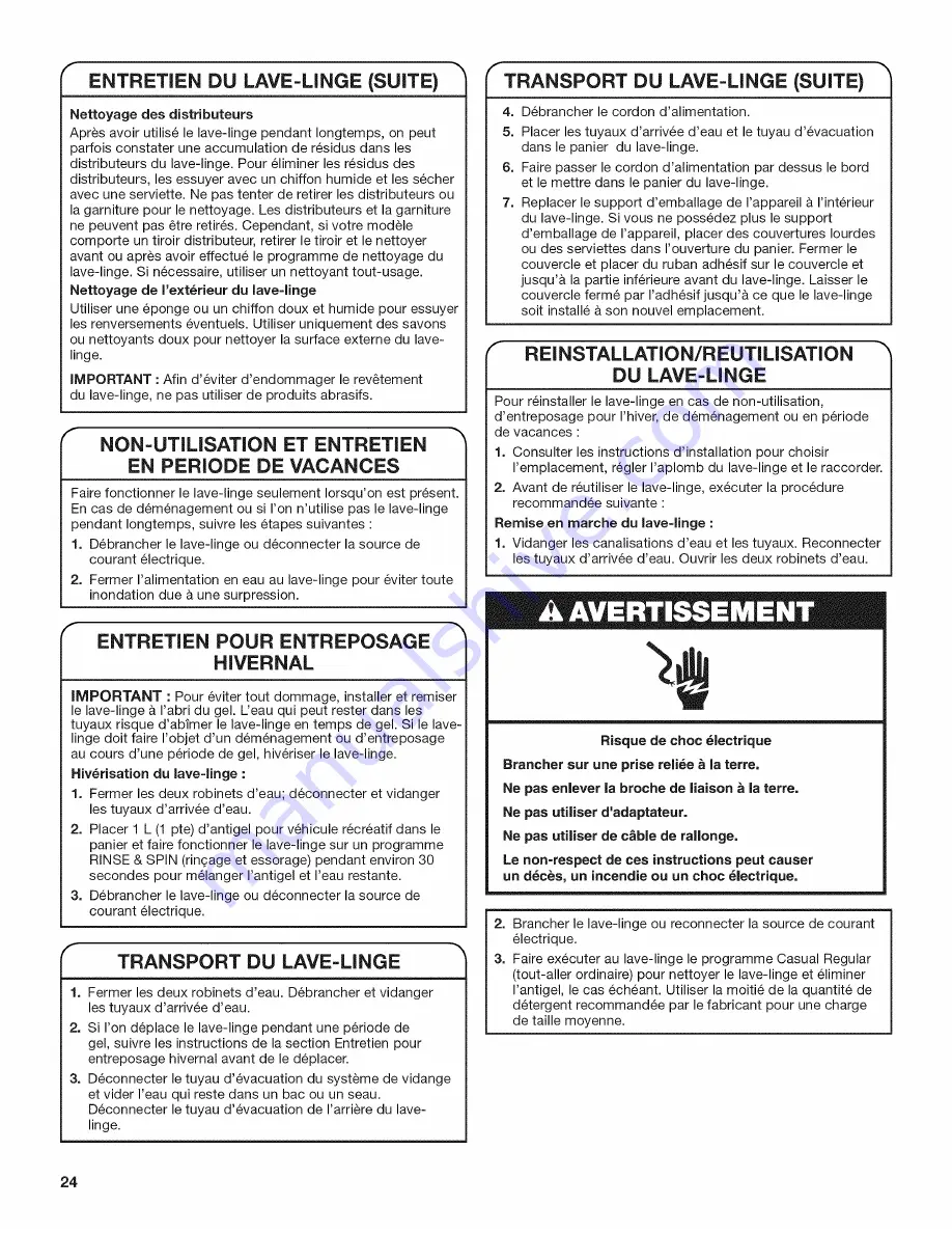 Maytag 4GMVWC100YQ0 Use And Care Manual Download Page 24