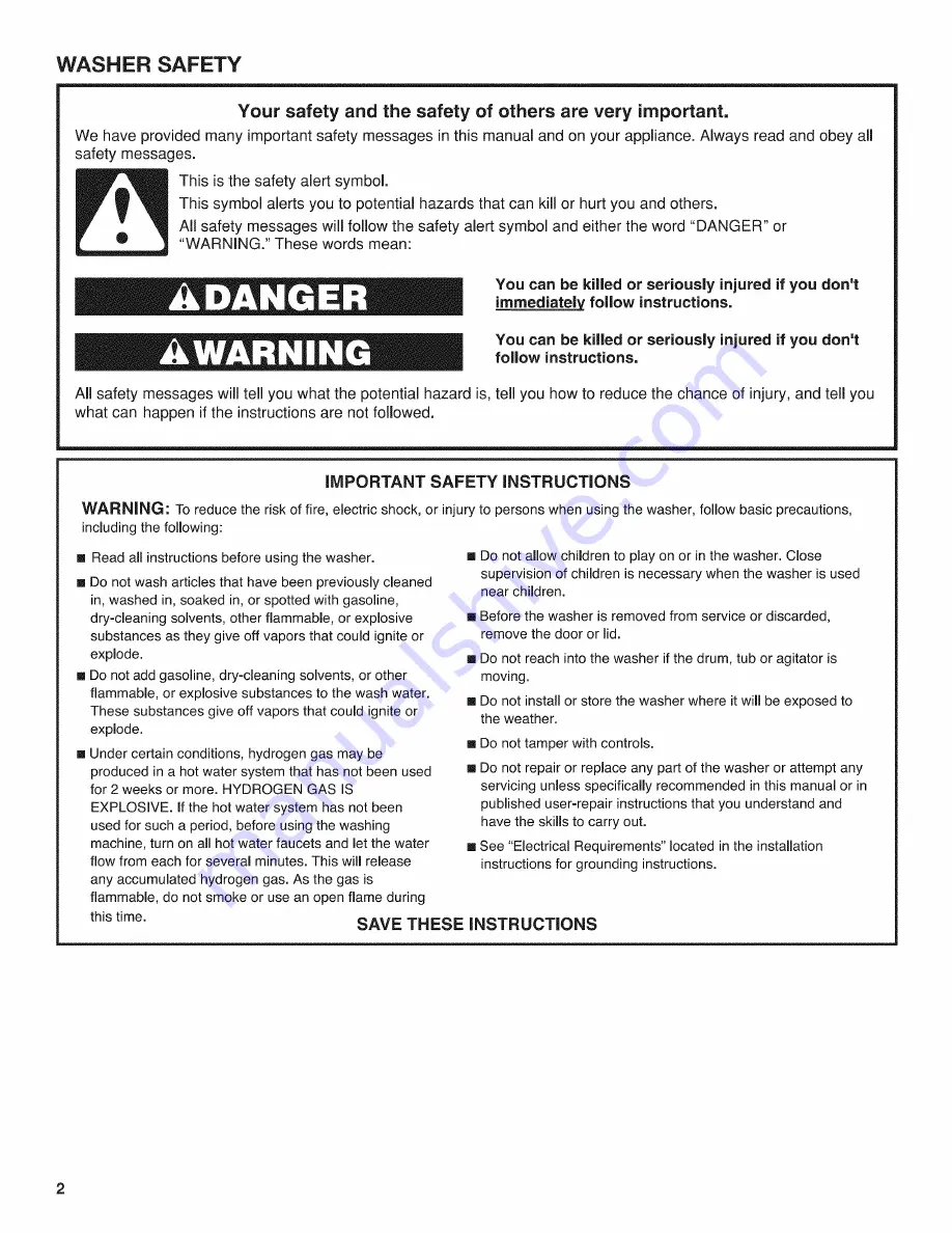 Maytag 4GMVWC400 Use And Care Manual Download Page 2