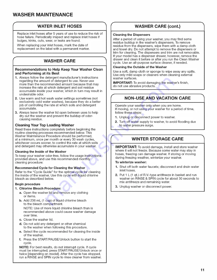 Maytag 4GMVWC400 Use And Care Manual Download Page 11