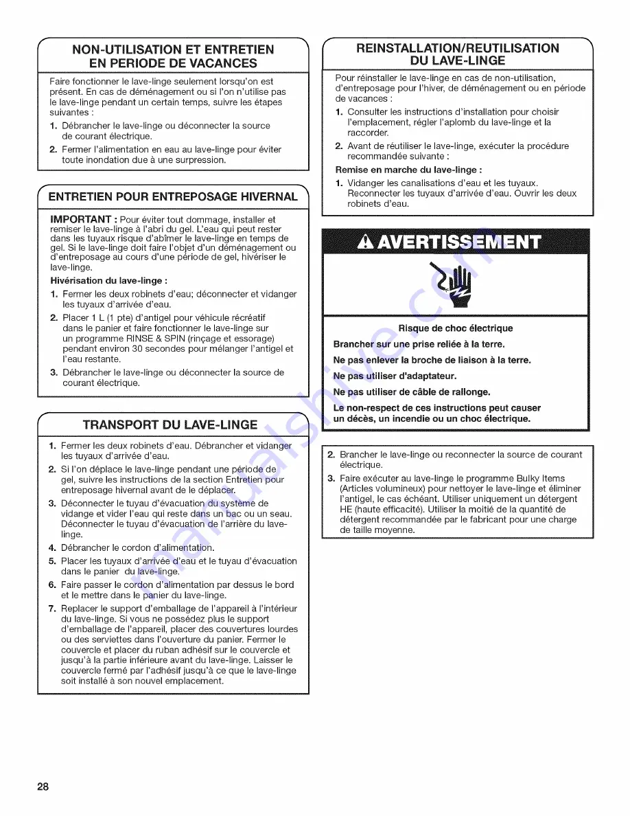 Maytag 4GMVWC400 Use And Care Manual Download Page 28