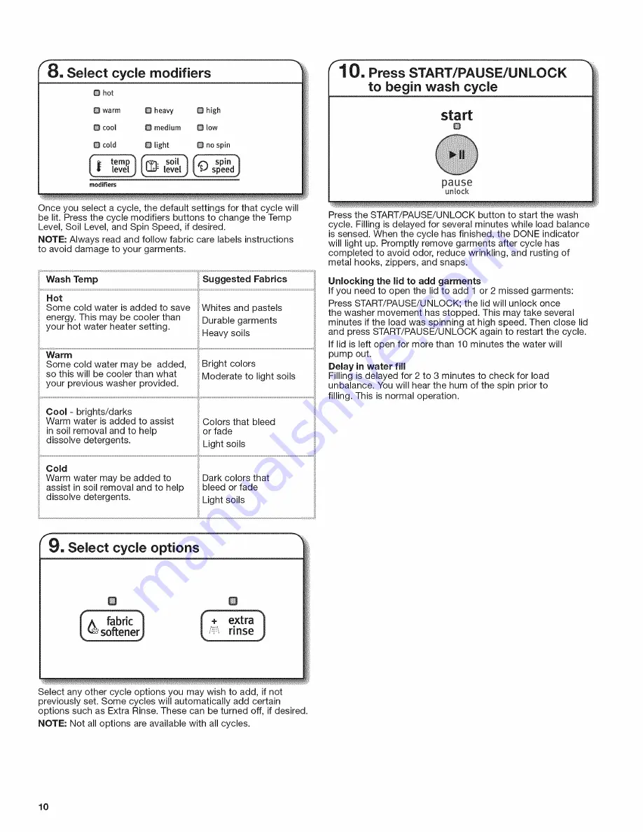 Maytag 4KMVWX505BW0 Use & Care Gude Download Page 10