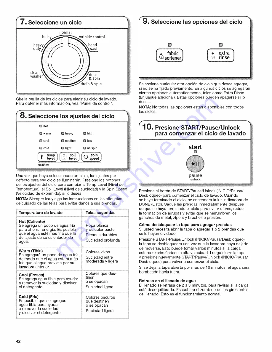 Maytag 4KMVWX505BW0 Use & Care Gude Download Page 42