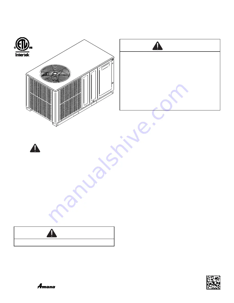 Maytag Amana APCH32441 Installation Instructions Manual Download Page 1