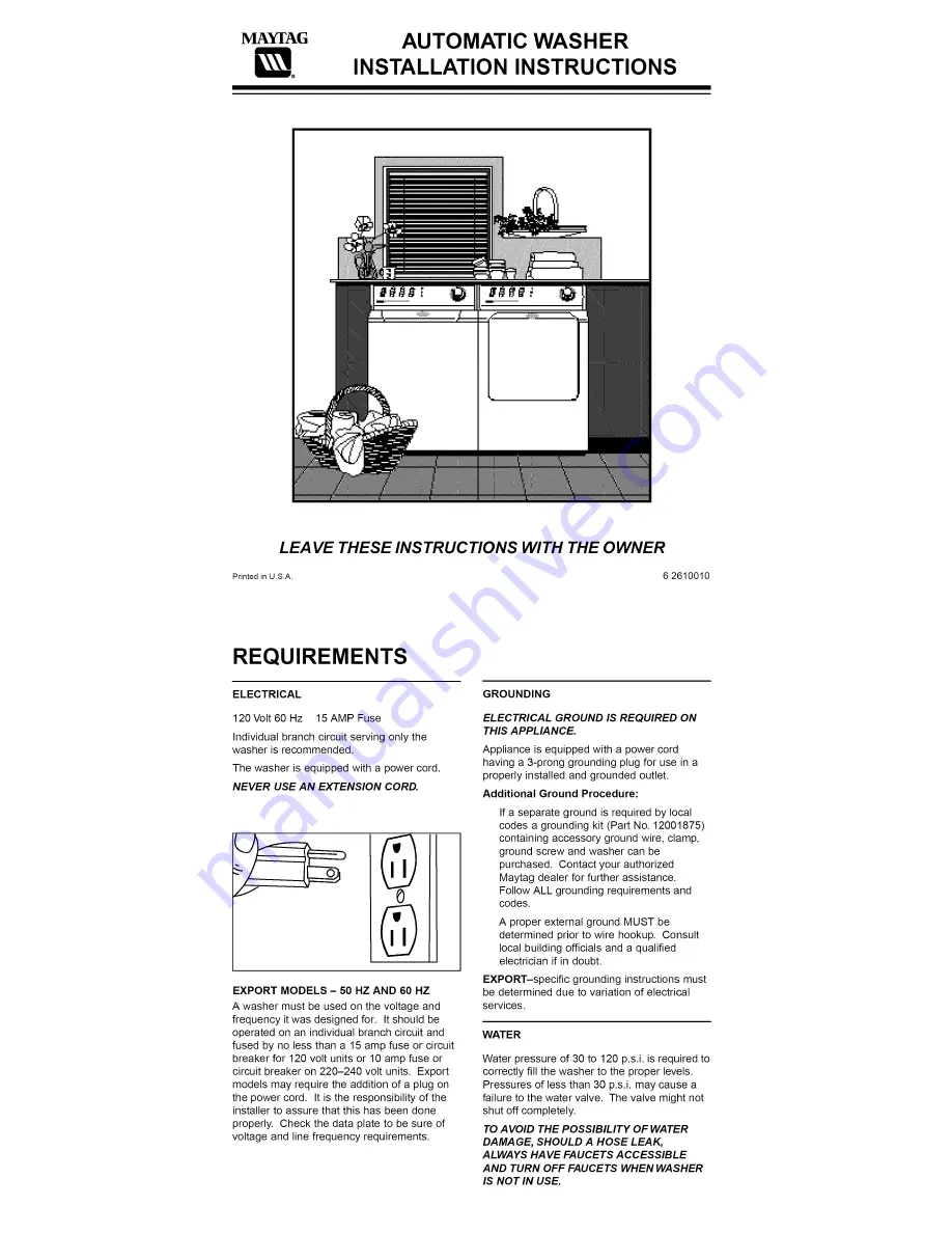 Maytag Atlantis MAV6260AWW Скачать руководство пользователя страница 2