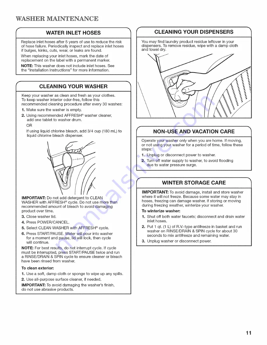 Maytag Bravos MVWB850Y Use And Care Manual Download Page 11