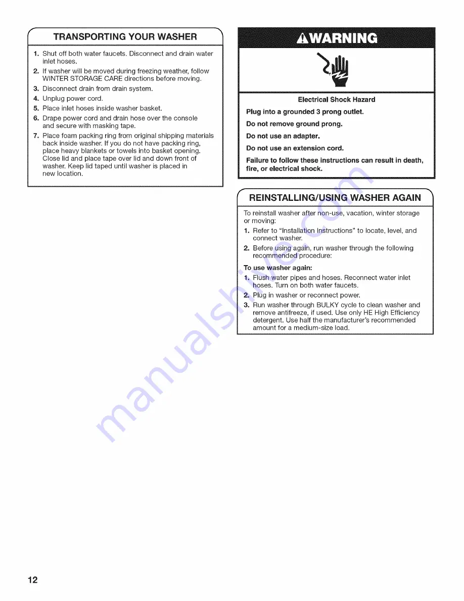 Maytag Bravos MVWB850Y Use And Care Manual Download Page 12