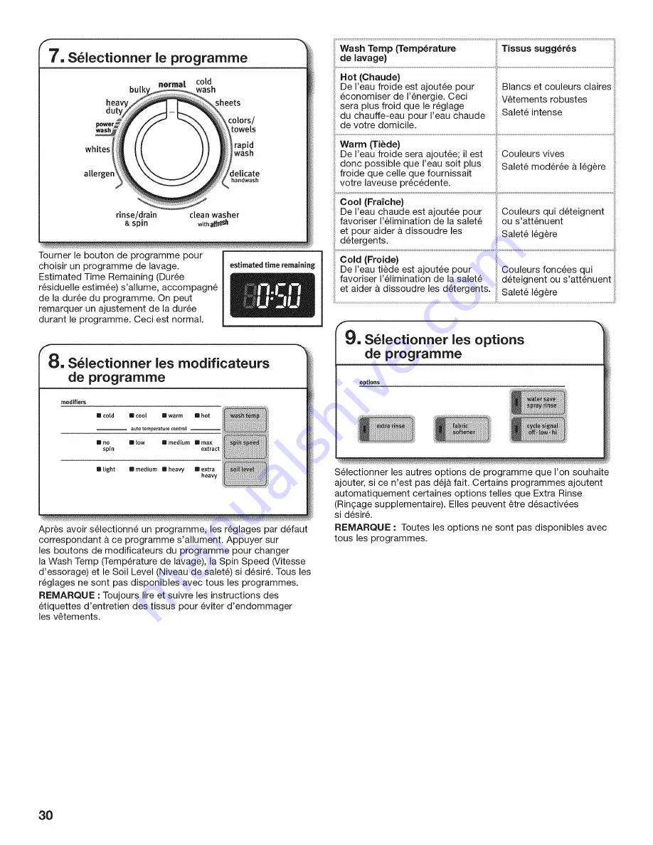 Maytag Bravos MVWB850Y Use And Care Manual Download Page 30