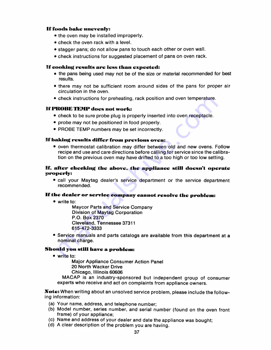 Maytag CWE 1000 Use And Care Manual Download Page 37