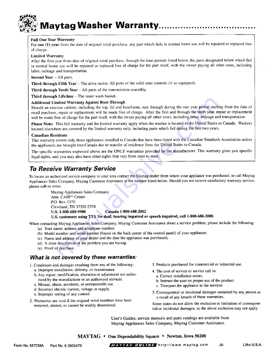 Maytag MAV-4 User Manual Download Page 12