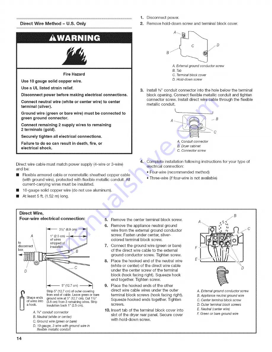 Maytag MDG17CSAWW - 7.4 cu. Ft. Commercial Gas Dryer Installation Instructions Manual Download Page 14