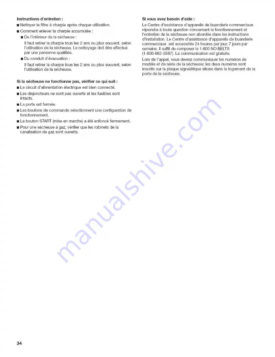 Maytag MDG17CSAWW - 7.4 cu. Ft. Commercial Gas Dryer Installation Instructions Manual Download Page 34