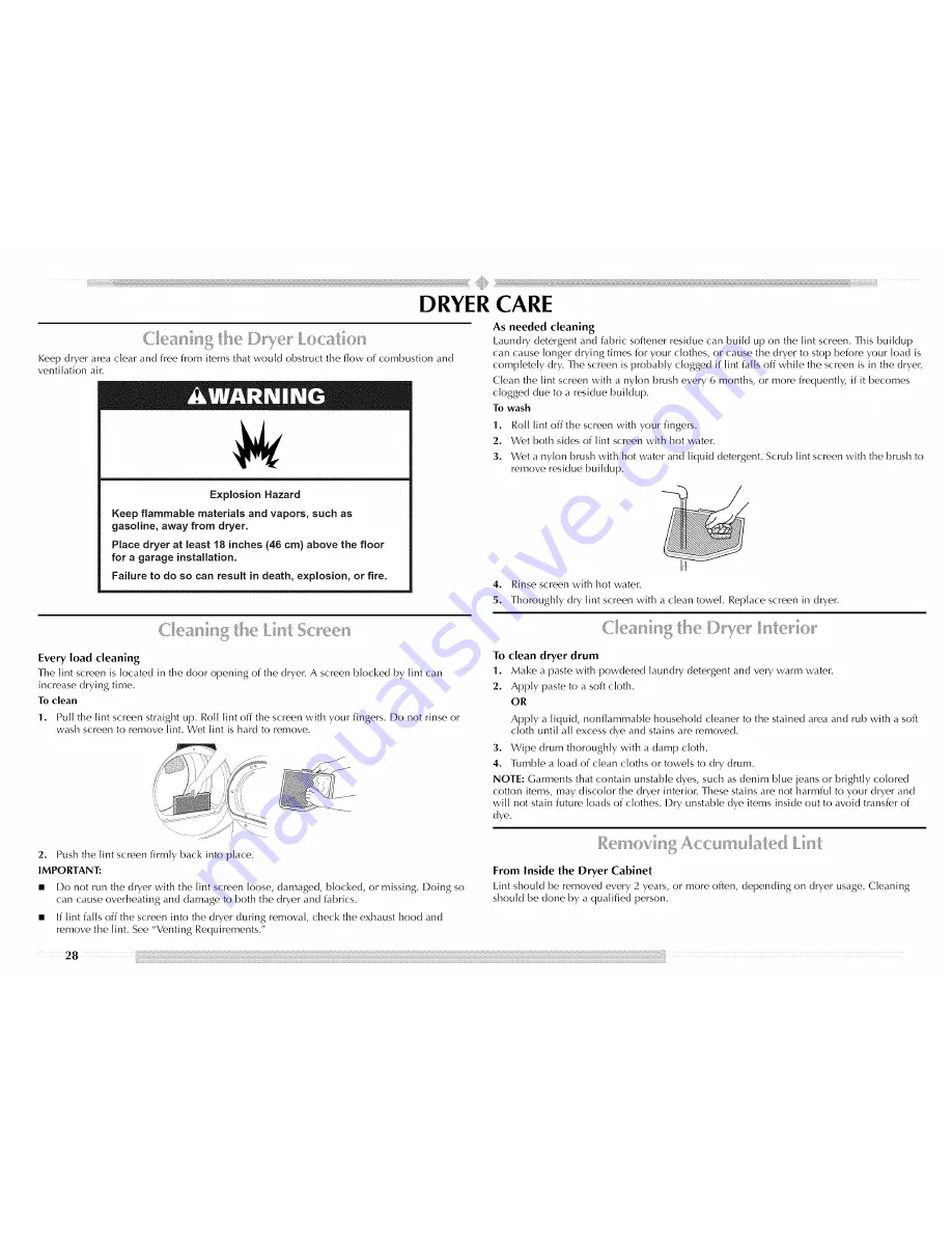 Maytag MEDE900VJ - Performance 7.5 cu. Ft. Steam Electric Dryer Use And Care Manual Download Page 28