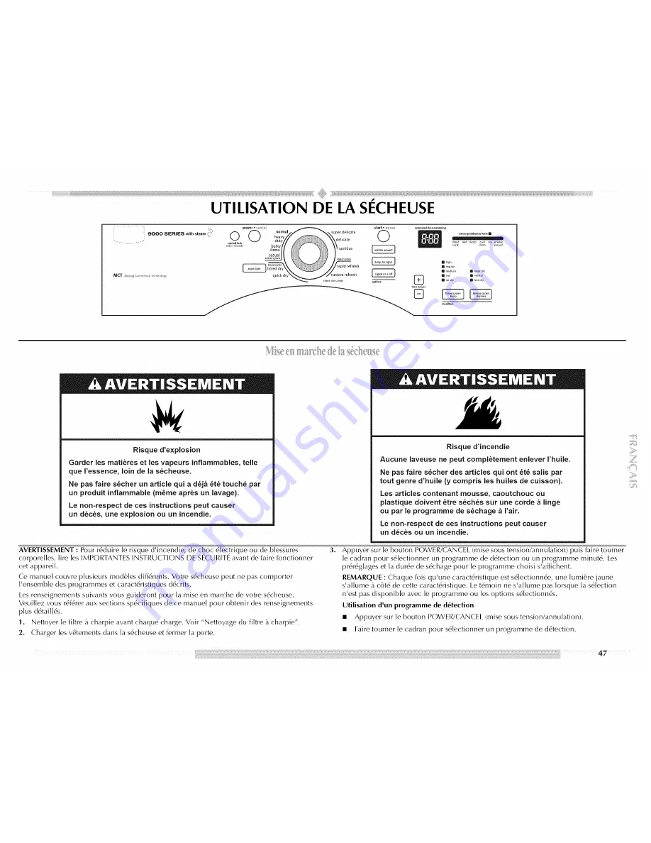 Maytag MEDE900VJ - Performance 7.5 cu. Ft. Steam Electric Dryer Use And Care Manual Download Page 47