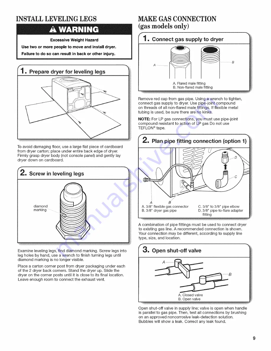 Maytag MGD6000AG1 Installation Instructions Manual Download Page 9