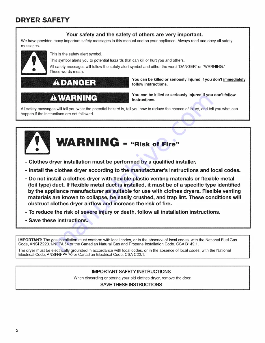 Maytag MGDC215EW0 Use And Care Manual Download Page 2